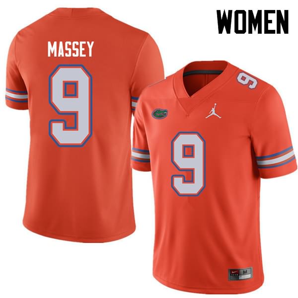 Women's NCAA Florida Gators Dre Massey #9 Stitched Authentic Jordan Brand Orange College Football Jersey BAW3065IK